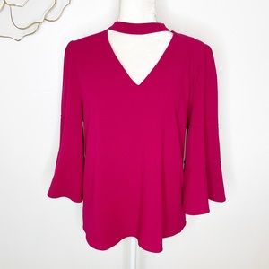 Laundry by Shelli Segal cutout bell sleeve blouse in bright pink